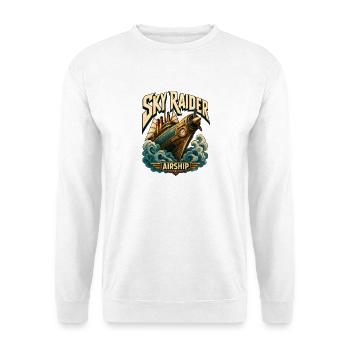 Steampunk-Piraten-Luftschiff, Sky Raider Pulp-Abenteuer - Unisex Pullover - Weiß - Vorne - Alina (178cm) & Michal (187cm)