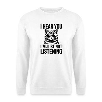 Exotische Kurzhaarkatze Lustiges Katzen Geschenk - Unisex Pullover - Weiß - Vorne - Alina (178cm) & Michal (187cm)