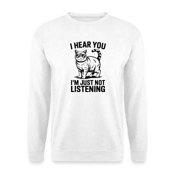 Exotische Kurzhaarkatze Lustiges Katzen Geschenk - Unisex Pullover - Weiß - Vorne - Alina (178cm) & Michal (187cm)