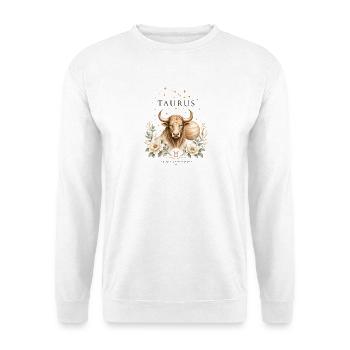 Vintage Stier-Tierkreis-Astrologie-Horoskopzeichen - Unisex Pullover - Weiß - Vorne - Alina (178cm) & Michal (187cm)