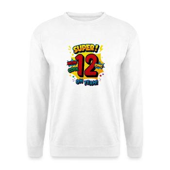 12th Birthday Super Comic Pop Number 12 Art - Unisex Pullover - Weiß - Vorne - Alina (178cm) & Michal (187cm)
