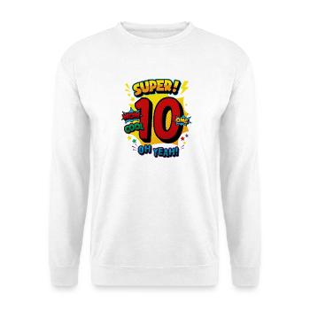 10th Birthday - Super Comic Pop Number 10 Art - Unisex Pullover - Weiß - Vorne - Alina (178cm) & Michal (187cm)