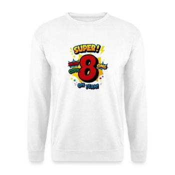 8th Birthday Super Comic Pop Number 8 Art - Unisex Pullover - Weiß - Vorne - Alina (178cm) & Michal (187cm)