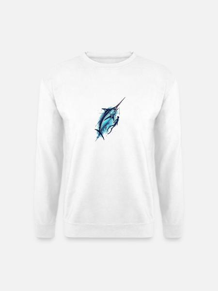 Dive into Blue: Marlin Tattoo - Unisex Pullover - Weiß