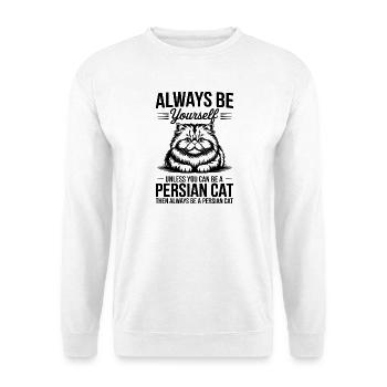 Perserkatze Sprüche Lustiges Perserkatze Geschenk  - Unisex Pullover - Weiß - Vorne - Alina (178cm) & Michal (187cm)