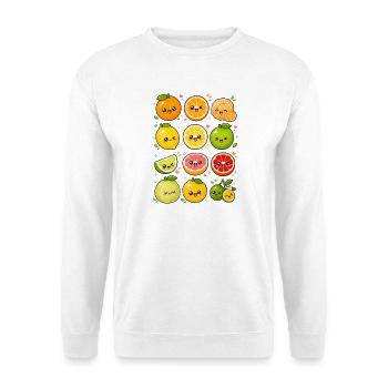Kawaii Zitrusfrüchte | Orange & Zitrone - Unisex Pullover - Weiß - Vorne - Alina (178cm) & Michal (187cm)