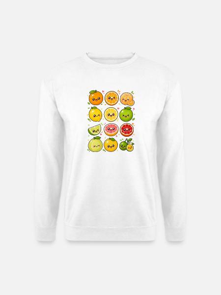 Kawaii Zitrusfrüchte | Orange & Zitrone - Unisex Pullover - Weiß