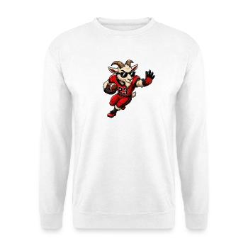 G.O.A.T. Running Back Football Goat - Unisex Pullover - Weiß - Vorne - Alina (178cm) & Michal (187cm)