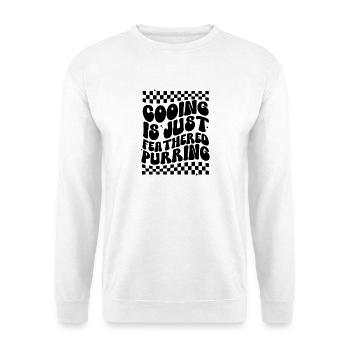 Taubenliebhaber Vogelfreund Taubenspruch Geschenk - Unisex Pullover - Weiß - Vorne - Alina (178cm) & Michal (187cm)