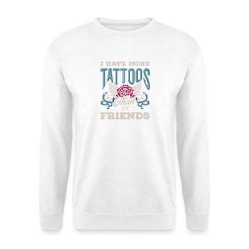 I Have More Tattoos Than Friends Introvertiert - Unisex Pullover - Weiß - Vorne - Alina (178cm) & Michal (187cm)