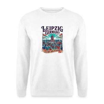 City Vintage Leipzig Germany Cultural Soul Of - Unisex Pullover - Weiß - Vorne - Alina (178cm) & Michal (187cm)