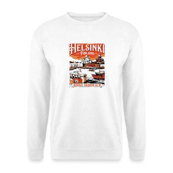 Retro Helsinki Finland Nordic Harbor Gem - Unisex Pullover - Weiß - Vorne - Alina (178cm) & Michal (187cm)