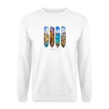 Malta Urlaub Travel – Küste & Kultur Motiv - Unisex Pullover - Weiß - Vorne - Alina (178cm) & Michal (187cm)