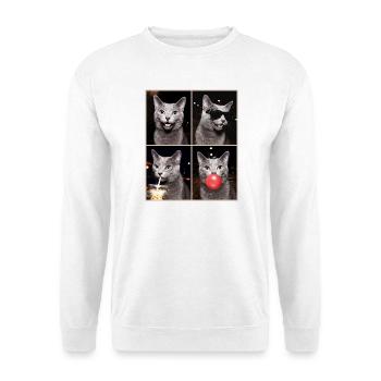 Katzen Russisch Blau Katze - Unisex Pullover - Weiß - Vorne - Alina (178cm) & Michal (187cm)