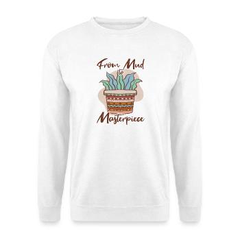 Gifts For Pottery Makers Mud To Masterpiece - Unisex Pullover - Weiß - Vorne - Alina (178cm) & Michal (187cm)