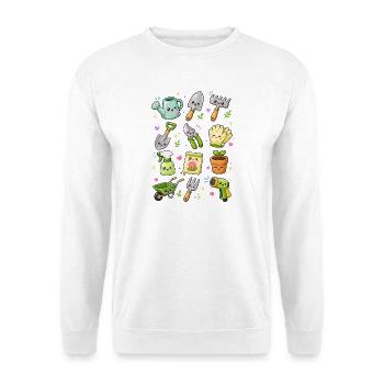 Kawaii Gartenwerkzeug | Gärtnern - Unisex Pullover - Weiß - Vorne - Alina (178cm) & Michal (187cm)