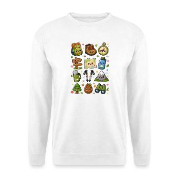 Kawaii Wandern | Outdoor & Berge - Unisex Pullover - Weiß - Vorne - Alina (178cm) & Michal (187cm)