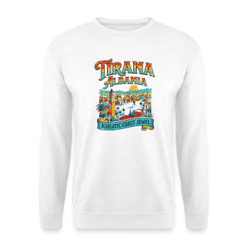 Vintage Tirana Albania Adriatic Coast Cityscape - Unisex Pullover - Weiß - Vorne - Alina (178cm) & Michal (187cm)