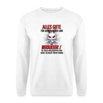 Kollegen Abschied Hase - Unisex Pullover - Weiß - Vorne - Alina (178cm) & Michal (187cm)