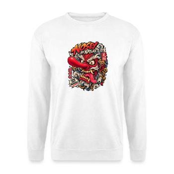 Nosey by Nature Oni Dragon - Unisex Pullover - Weiß - Vorne - Alina (178cm) & Michal (187cm)