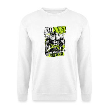 Defiphase – Läuft im Defizit, Form im Plus - Unisex Pullover - Weiß - Vorne - Alina (178cm) & Michal (187cm)