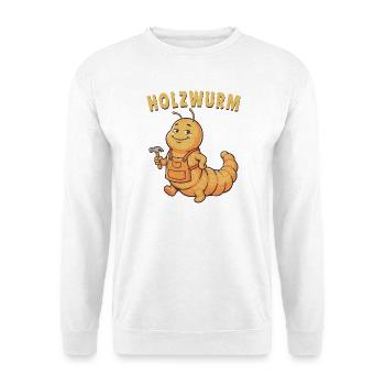 Holzwurm Tischler Schreiner Handwerker Lustig - Unisex Pullover - Weiß - Vorne - Alina (178cm) & Michal (187cm)