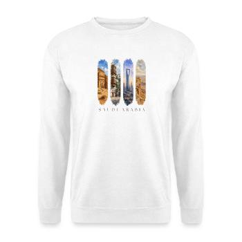 Saudi-Arabien Travel – Wüste & Kultur Motiv - Unisex Pullover - Weiß - Vorne - Alina (178cm) & Michal (187cm)