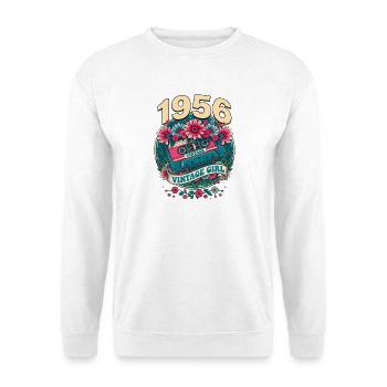 1956 Vintage Girl Retro Floral Kassette - Unisex Pullover - Weiß - Vorne - Alina (178cm) & Michal (187cm)