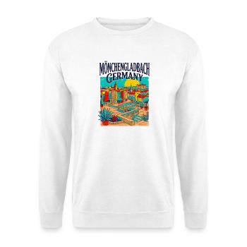 Vintage Retro of Mönchengladbach Germany City - Unisex Pullover - Weiß - Vorne - Alina (178cm) & Michal (187cm)
