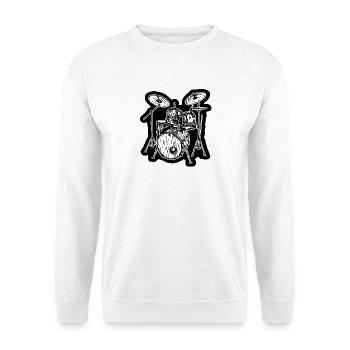 Drumkit Zeichnung - Unisex Pullover - Weiß - Vorne - Alina (178cm) & Michal (187cm)