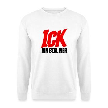 Ick bin Berliner – Berliner Dialekt Statement - Unisex Pullover - Weiß - Vorne - Alina (178cm) & Michal (187cm)