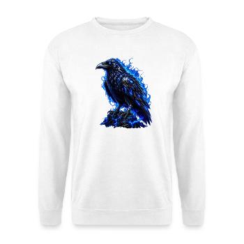 Schwarzer Rabe mit blauer Aura - Unisex Pullover - Weiß - Vorne - Alina (178cm) & Michal (187cm)