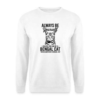 Bengalkatze Spruch Katze Witz Bengalkatze Geschenk - Unisex Pullover - Weiß - Vorne - Alina (178cm) & Michal (187cm)
