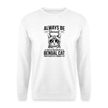 Bengalkatze Spruch Katze Witz Bengalkatze Geschenk - Unisex Pullover - Weiß - Vorne - Alina (178cm) & Michal (187cm)