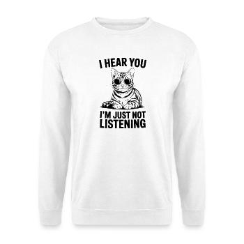 Bengalkatze Spruch Katze Witz Bengalkatze Geschenk - Unisex Pullover - Weiß - Vorne - Alina (178cm) & Michal (187cm)