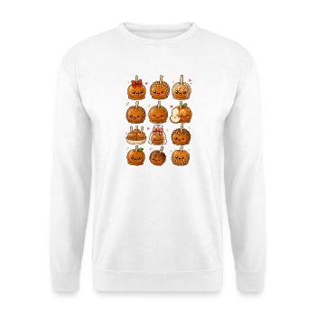 Kawaii Karamelläpfel | Apfel & Süßes - Unisex Pullover - Weiß - Vorne - Alina (178cm) & Michal (187cm)