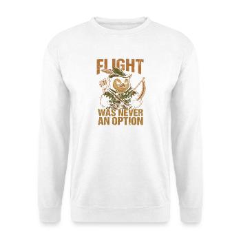 Flucht war nie eine Option - Unisex Pullover - Weiß - Vorne - Alina (178cm) & Michal (187cm)