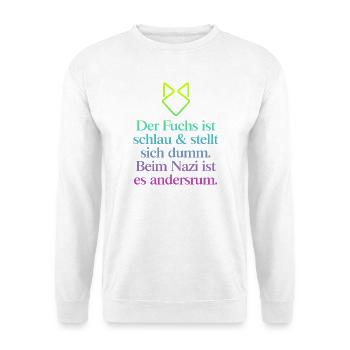 FCK AFD - Zeichen setzen gegen Rechts! NOAFD - Unisex Pullover - Weiß - Vorne - Alina (178cm) & Michal (187cm)