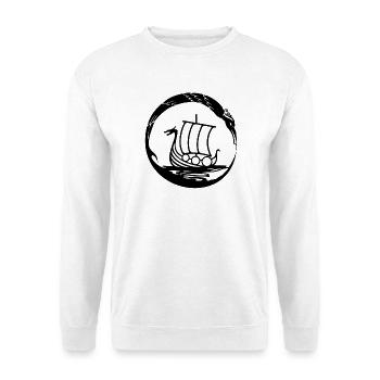 Celtic Irland Wikinger Keltisch Knoten Schiff - Unisex Pullover - Weiß - Vorne - Alina (178cm) & Michal (187cm)