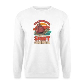 Schnecken Spruch lustig Geschenk Natur Retro - Unisex Pullover - Weiß - Vorne - Alina (178cm) & Michal (187cm)