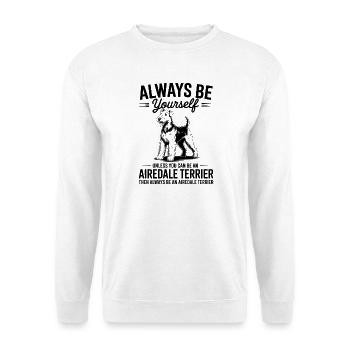 Airedale Terrier Spruch Airedale Terrier Geschenk  - Unisex Pullover - Weiß - Vorne - Alina (178cm) & Michal (187cm)