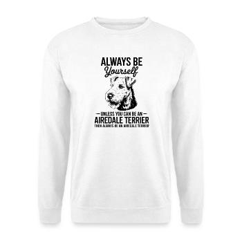 Airedale Terrier Spruch Airedale Terrier Geschenk  - Unisex Pullover - Weiß - Vorne - Alina (178cm) & Michal (187cm)
