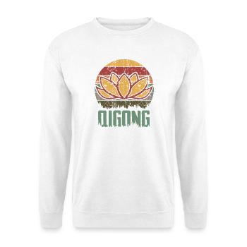Retro Qigong Qi Gong Tai Chi Chigong - Unisex Pullover - Weiß - Vorne - Alina (178cm) & Michal (187cm)