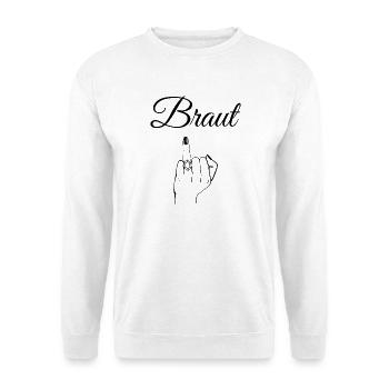 Braut Mittelfinger Ring - Unisex Pullover - Weiß - Vorne - Alina (178cm) & Michal (187cm)