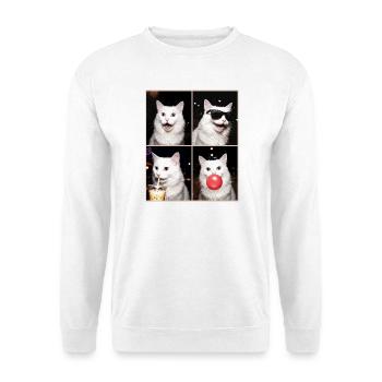 Katzen Türkisch Angora Katze - Unisex Pullover - Weiß - Vorne - Alina (178cm) & Michal (187cm)