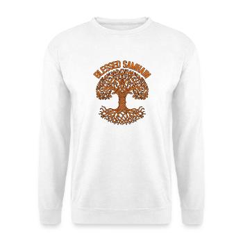 Samhain Halloween Wicca Wiccan - Unisex Pullover - Weiß - Vorne - Alina (178cm) & Michal (187cm)