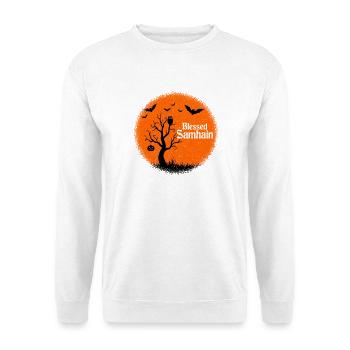 Samhain Halloween Hexe Wicca Wiccan - Unisex Pullover - Weiß - Vorne - Alina (178cm) & Michal (187cm)