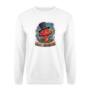 Magic Mushroom – Psychedelic Pilz Hippie Motiv - Unisex Pullover - Weiß - Vorne - Alina (178cm) & Michal (187cm)