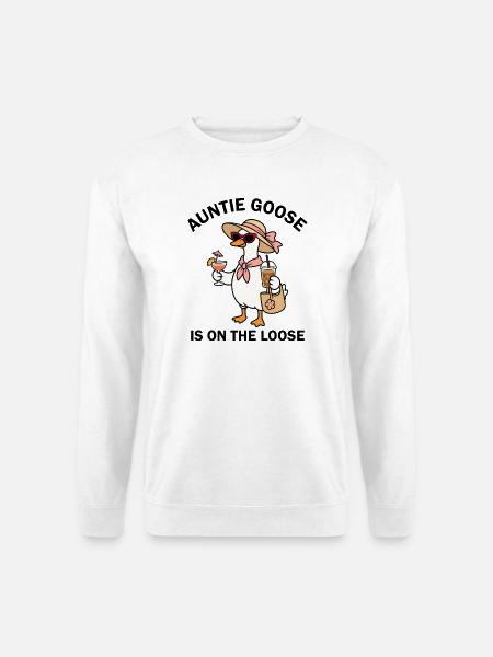 Auntie Goose Is on the Loose – Lustiger Tante Spru - Unisex Pullover - Weiß