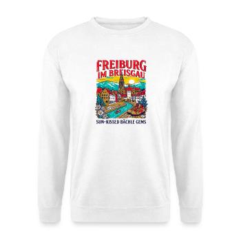 Sun City Vintage Freiburg Im Breisgau Skyline - Unisex Pullover - Weiß - Vorne - Alina (178cm) & Michal (187cm)